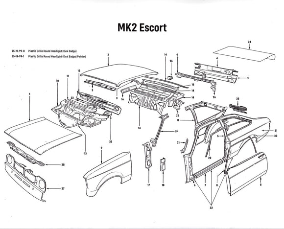 Ford Escort MK2 body panels