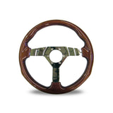 Autotecnica 350mm Woodgrain Plain 3 Spoke Steering Wheel