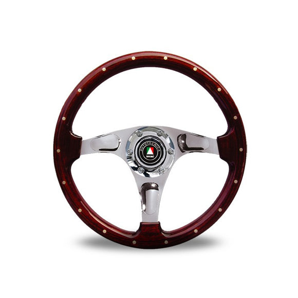 Autotecnica 350mm Woodgrain Plain 3 Spoke Steering Wheel