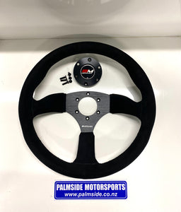 Motamec Rally Steering Wheel Semi Deep Dish 350mm Black Suede