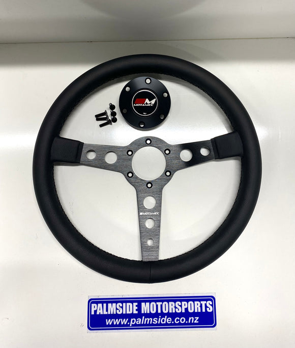 Motamec Classic Steering Wheel 350mm Flat Black Leather