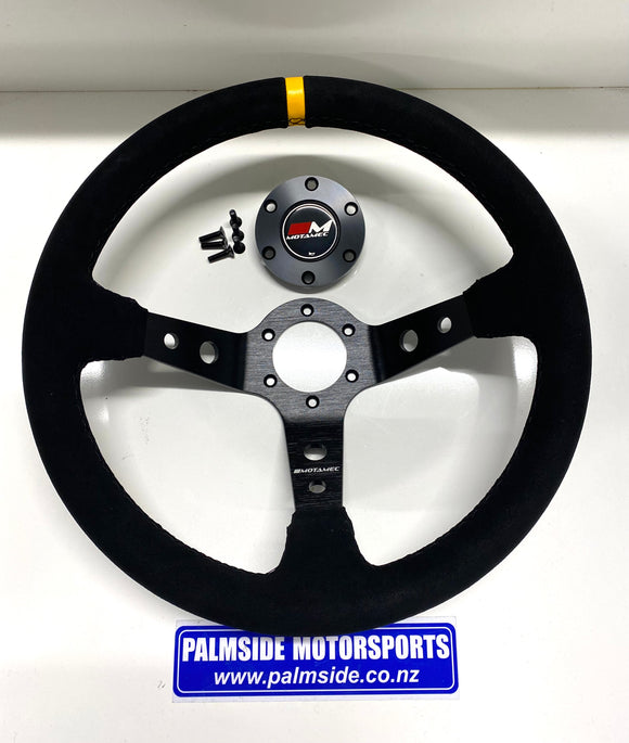 Motamec 350mm Deep Dish 90mm Suede Rally Steering Wheel