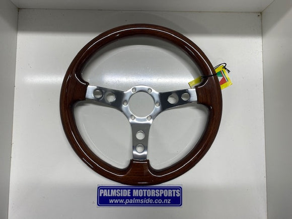 Autotecnica 350mm Wood 3 Spoke Steering Wheel